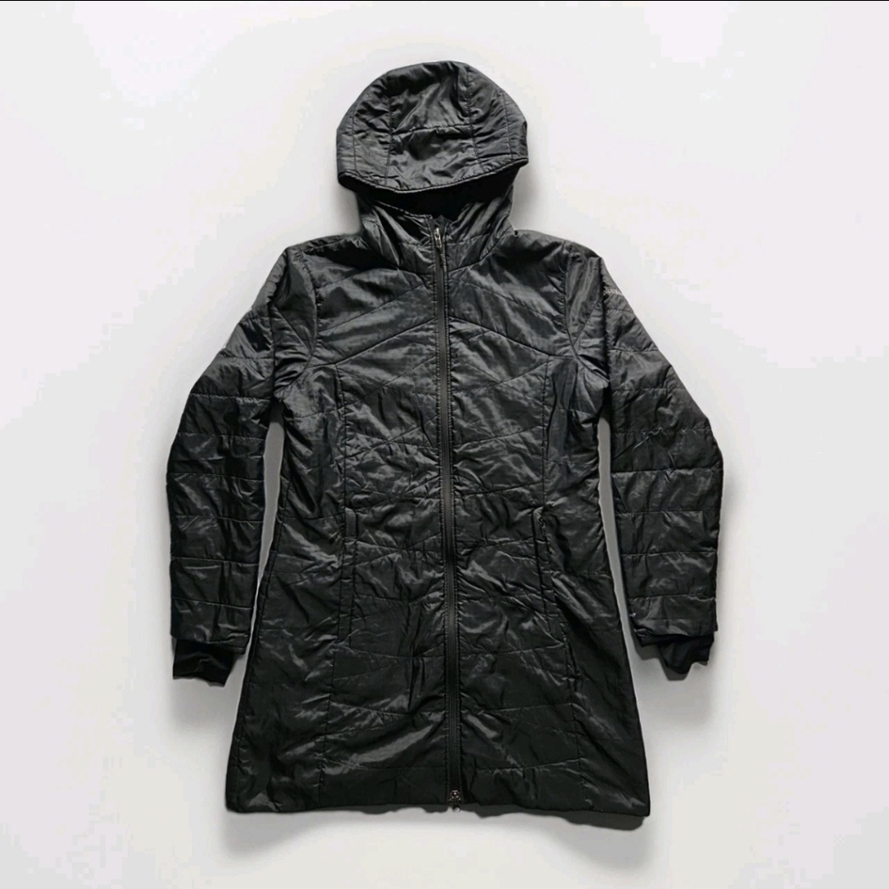 Columbia Jacket Womens Size L Omni Heat Black Mighty Lite Hooded Trench Coat